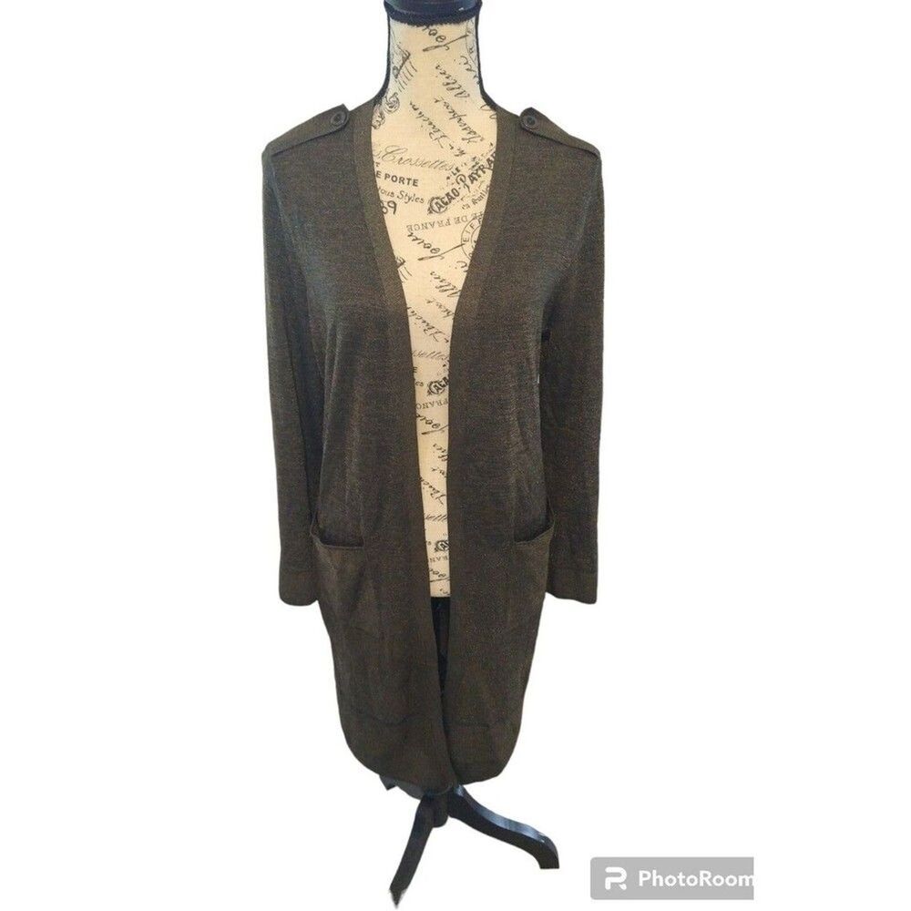 Chicos Open Duster cardigan Green Siz1 Classic Boho Cozy